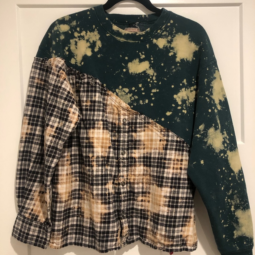 LF Furst of a Kind bleach dyed and plaid crewneck